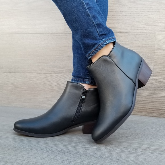 Black Vegan Booties Boots With Zipper-P - Picture 6 of 8